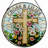 7.8"H Cross Lilies Stained Glass Window Panel-1392807560