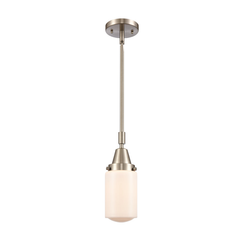 Luminaire suspendu cylindrique à 1 lumière Saroyan, Blanc mat, Nickel satiné brossé, DEL