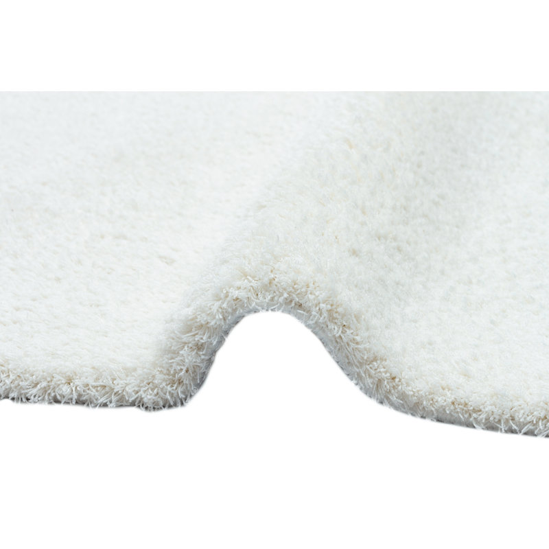 Tapis blanc en polyester tissé à la machine Haegan, Rectangle 5 pi 3 po x 7 pi 7 po