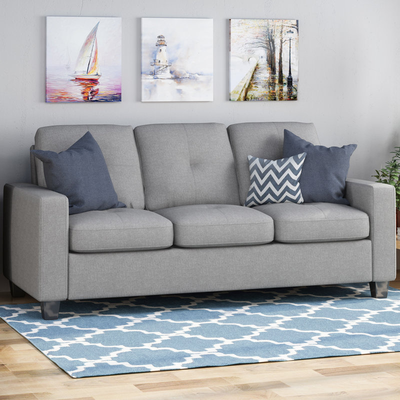Trois avec pieds en bois - Option de sièges en tissu gris