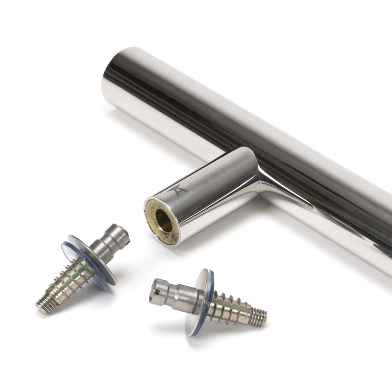 SS (316) 1.2m T Bar Handle Secret Fix 32mm Ø, Polished Chrome