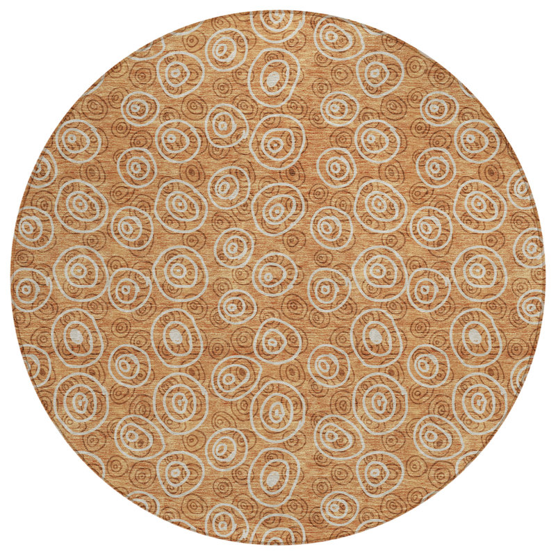 Faunce Washable Geometric Indoor / Outdoor Rug, Round 8'