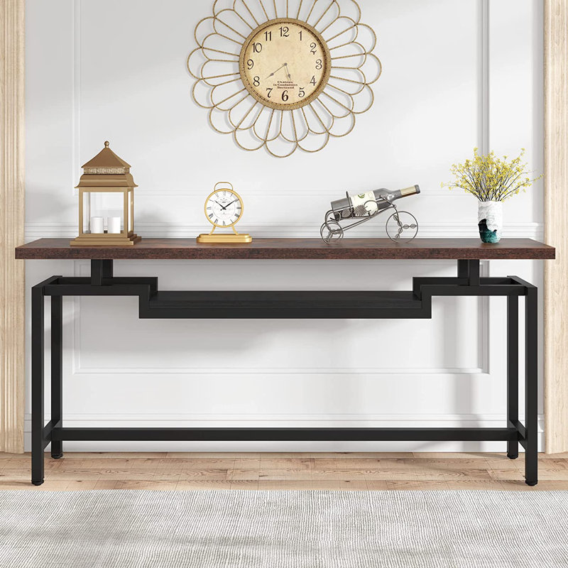 70.86'' Console Table, Brown Top/Black Base