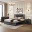 Ensemble de chambre à coucher 3 pièces pour grand lit tapissier avec lumières DEL, tables de chevet et rangement-469918485