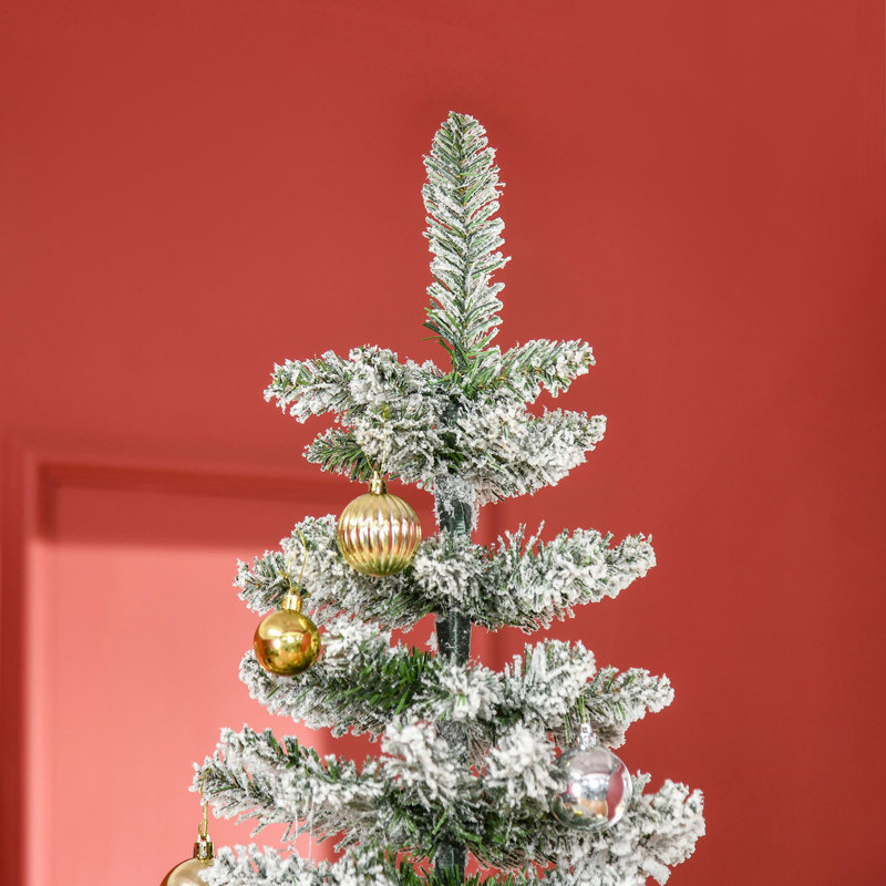 Arbre de Noël artificiel pin enneigé 7,5 pi avec branches réalistes et 668 pointes pour un décor festif