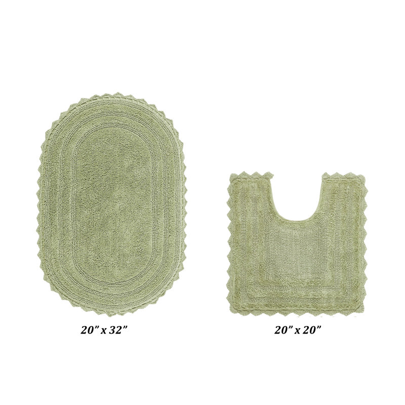 Tapis de salle de bain Janek, Sauge, 2 pièces (ovale 20 po x 20 po | 20 po x 32 po)