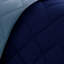 Édredon en duvet synthétique réversible bleu marine + bleu avec fermeture à glissière à motif losanges de 3 m et taies décoratives à fermeture à glissière-119384039-119384034
