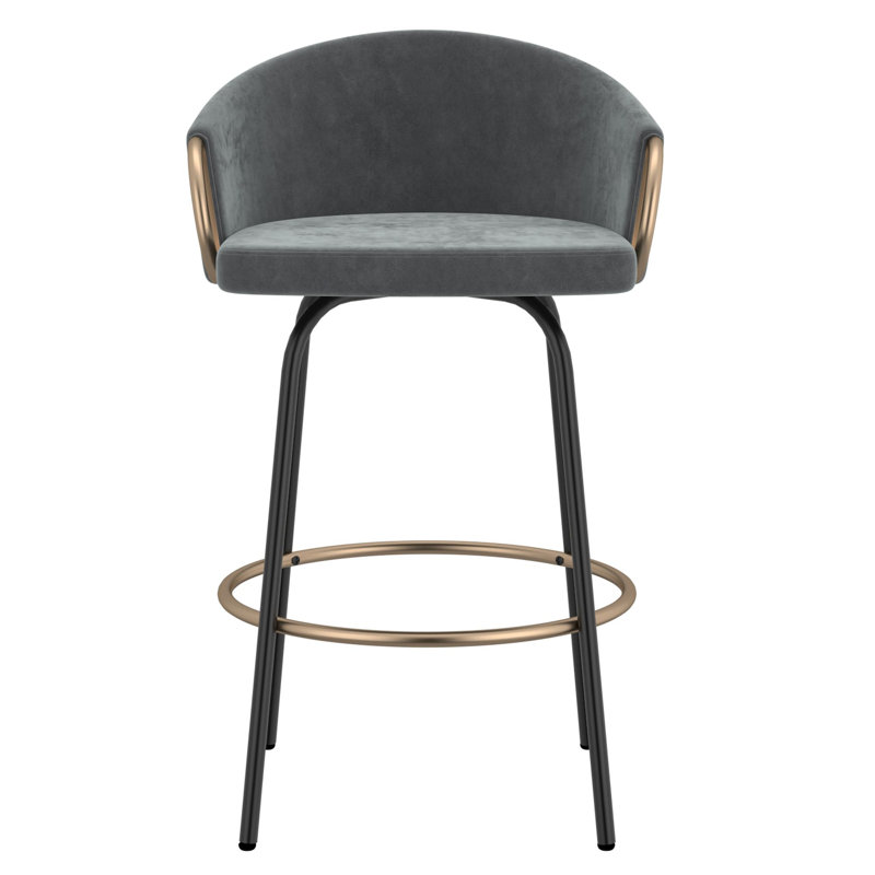 Ensemble de 2 tabourets de comptoir 26 "Alan, gris et noir et or Alan, Gris