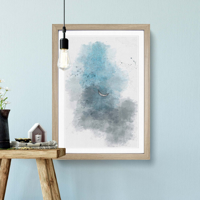 Moon over India in Abstract - Framed Print, 87cm H x 62cm W x 2cm D, Oak Framed