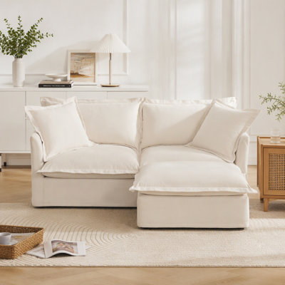 Canapé modulaire 2 places à housse avec repose-pieds convertible