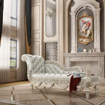 Banc rembourré Sandoval avec finition champagne, cuir synthétique beige