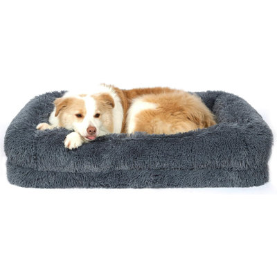 Calming Dog Beds For Dogs, Dual Layer Orthopedic Egg Crate Foam & Memory Foam Faux Fur Shag Pet Mattress Warming Rectangle Cuddle Bed Comfy Anti Anxie -  Archie & Oscarâ¢, 7F66DF7CD4C44199914EEF57B191B647