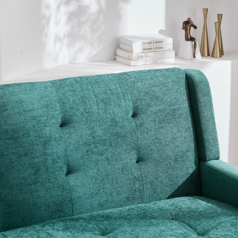 Fauteuil d'appoint 47,24 po de large à dossier capitonné 2 places avec coussin en mousse à haute densité de qualité supérieure en lin / suède pour petits espaces