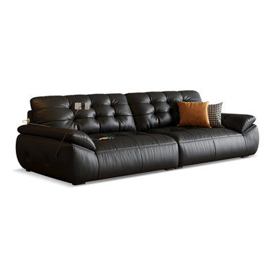 Black Genuine Leather Modular Sofa
