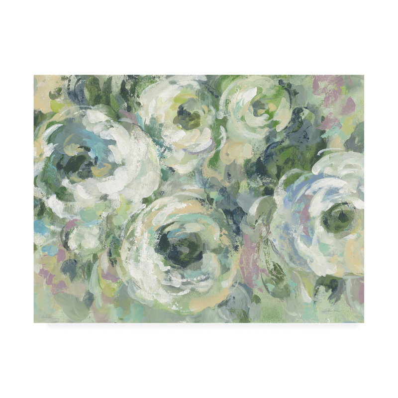 «Sage and Lavender Peony Light Crop» par Silvia Vassileva, reproduction d'art sur toile tendue, H 24 po x l 32 po x P 2 po