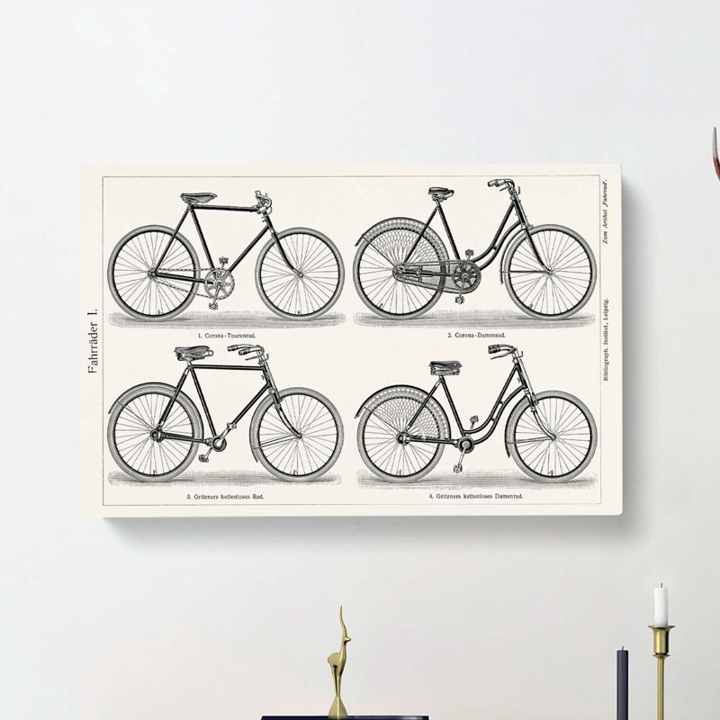 Types Of Bicycles - Wrapped Canvas Painting, 50cm H x 76cm W x 3cm D