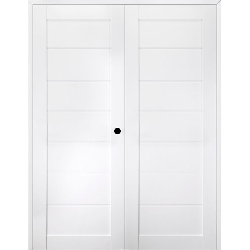 Porte intérieure pré-suspendue double Alda Active, 71,75 po x 79,37 po, Blanc noble, Gauche