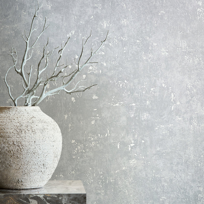 Metallic Fleck Textured Wallpaper Roll, Grey