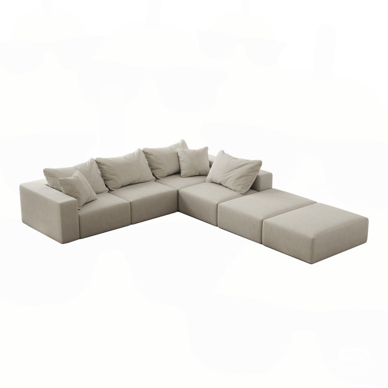 Ensemble de canapé modulaire rembourré Modern, Chenille beige