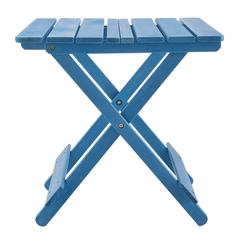 Folding Square Patio Outdoor wood Table with sturdy legs, Blue