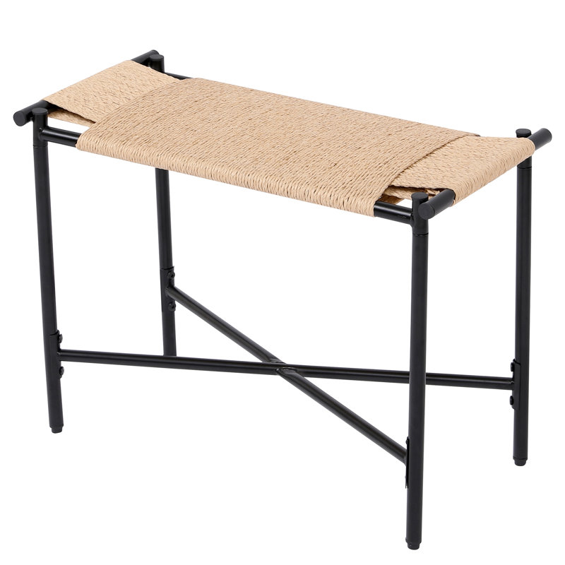 Jacob Paper Rope Bench with Metal Frame, Natural