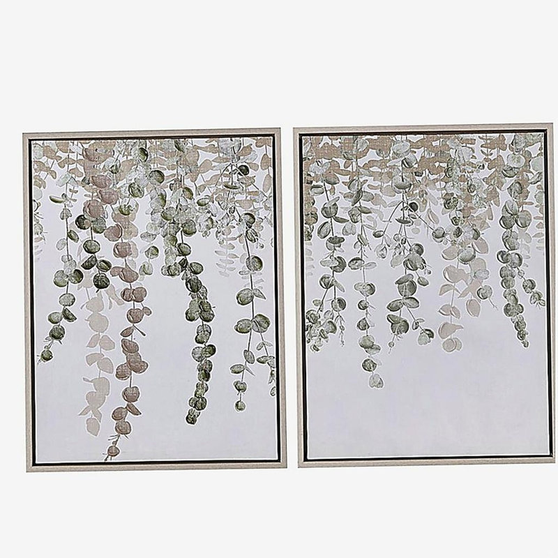 Ensemble de décoration murale en toile encadrée 2 pièces Eucalyptus