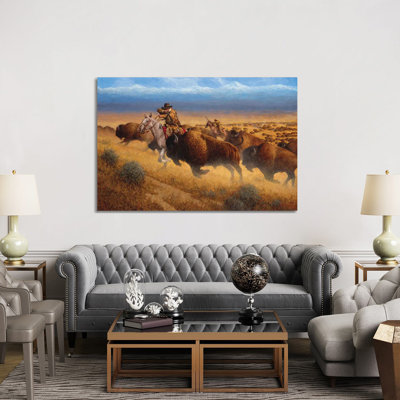 Autumn Buffalo Hunt by Joe Velazquez - Wrapped Canvas Painting
