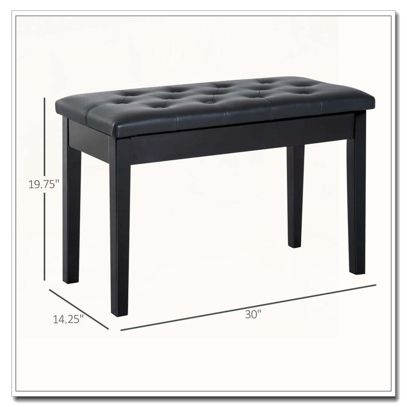 Banquette de piano capitonnée à boutons capitonnée, Noir