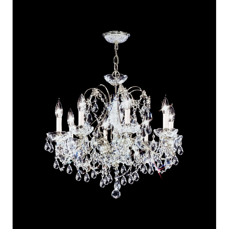 Regalia 8 - Light Chandelier, Silver, Swarovski Spectra, 25" H x 28" W x 28" D