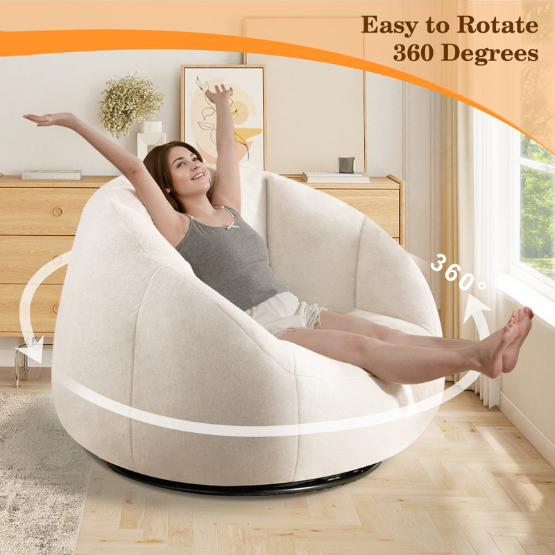 360° Rotating Shell Compression Lazy Sofa with Ottoman - Removable Breathable Plush Chaise Lounge for Living Room