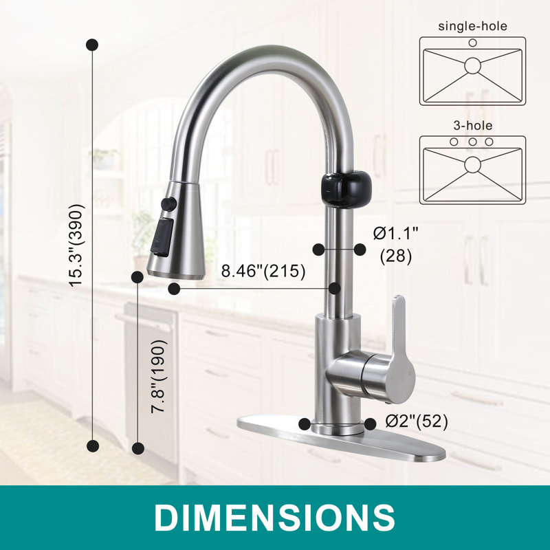 Brushed Nickel Stainless Steel Touchless Pull Down Kitchen Faucet