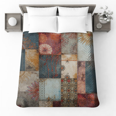 Couvre-lit matelassé à motif patchwork complexe toutes tailles