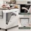 47" Kitchen Island With Wavy Door, Hidden Trash Storage & Drop-leaf Countertop, Rolling Kitchen Cart With Spice Rack, Drawers And Locking Wheels, Mobile Island Table For Kitchen-2015718669