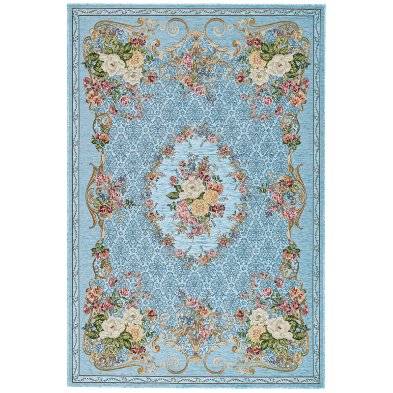 Flomi Florence Machine Woven Turquoise Rug, Rectangle 60 x 90cm