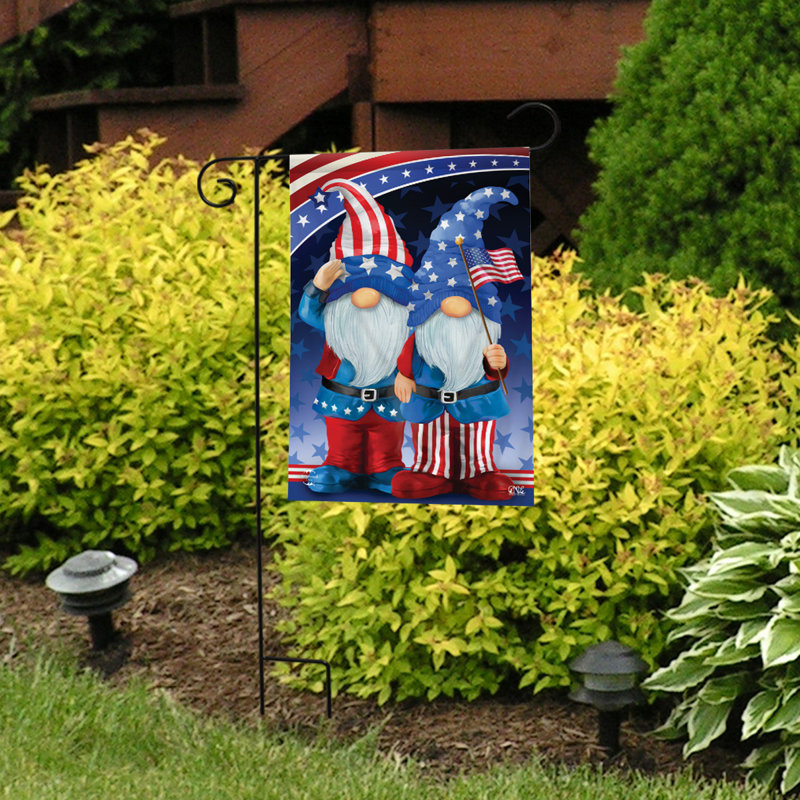 Drapeau de jardin des gnomes patriotiques, Rouge / bleu / blanc