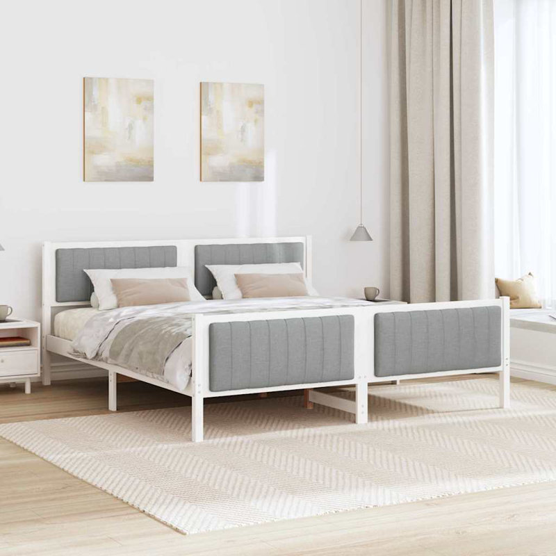 Solid Wood Bed, White/Light Grey, Super King (6')
