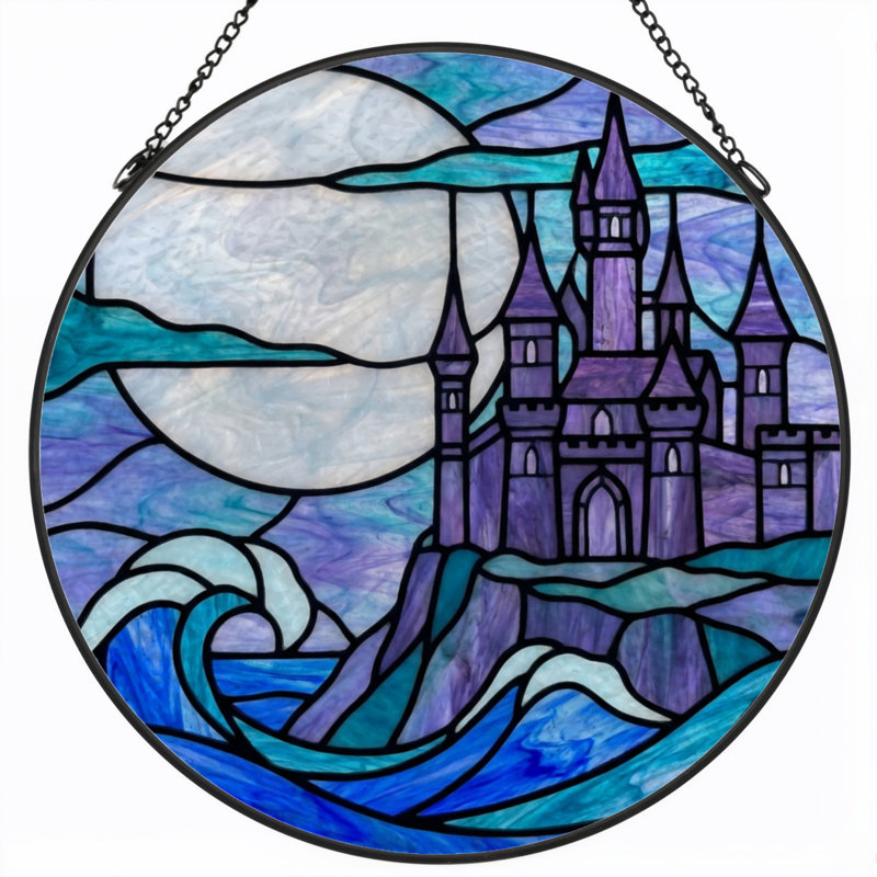 Panneau de vitrail 12 "H Moon Moon, H 12 po x l 12 po