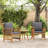 vidaXL Outdoor Dining Chairs, Set of 2, Solid Acacia Wood, with Gray Cushions, Natural Finish Slatted Design, for Garden Patio Contemporary Wooden Seating-1121736660