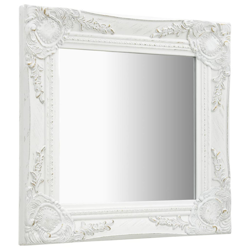 Ginsberg Wood Square Wall Mirror, White, 40cm H x 40cm W