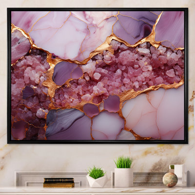 «Rose and Gold Marble Agate River IV», reproduction d'art murale abstraite