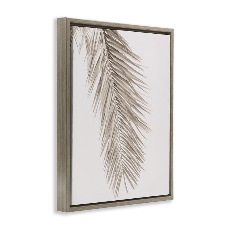 Cadre flottant en palmier brun Falling Neutral, design par Sissi et Seb, H 21 po x l 17 po, Cadre flottant orme Montalcino