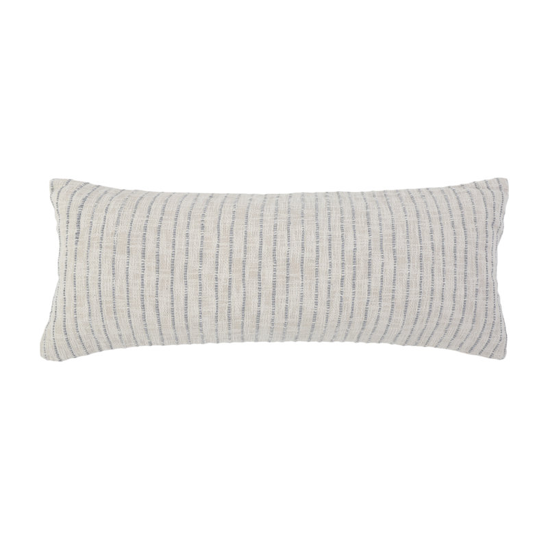 Jojo Pillow Cover & Insert, Ivory/Blue Gray Striped, Rectangular 14" H x 40" W