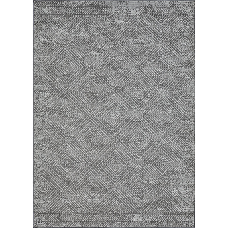 Tapis intérieur / extérieur gris Irune Destiny, Rectangle 6 pi 7 po x 9 pi 2 po