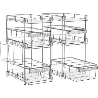 2 ensembles d'organisateurs de salle de bain transparents à 3 niveaux