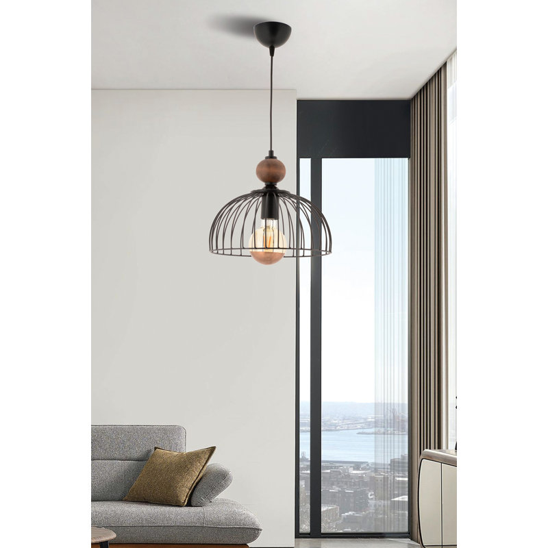 Stunning Black & Natural Chandelier, 23.6 x 10.2 inches | Durable Metal Body, 60 inches Total Height | E27 Socket, Max 40W (Bulb Not Included) | Stylish Lighting for Modern Homes & Elegant Spaces, IP20 Rated