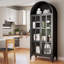 Vitrine de rangement arquée en métal 73,6 "avec tablettes réglables et portes en verre-897223894
