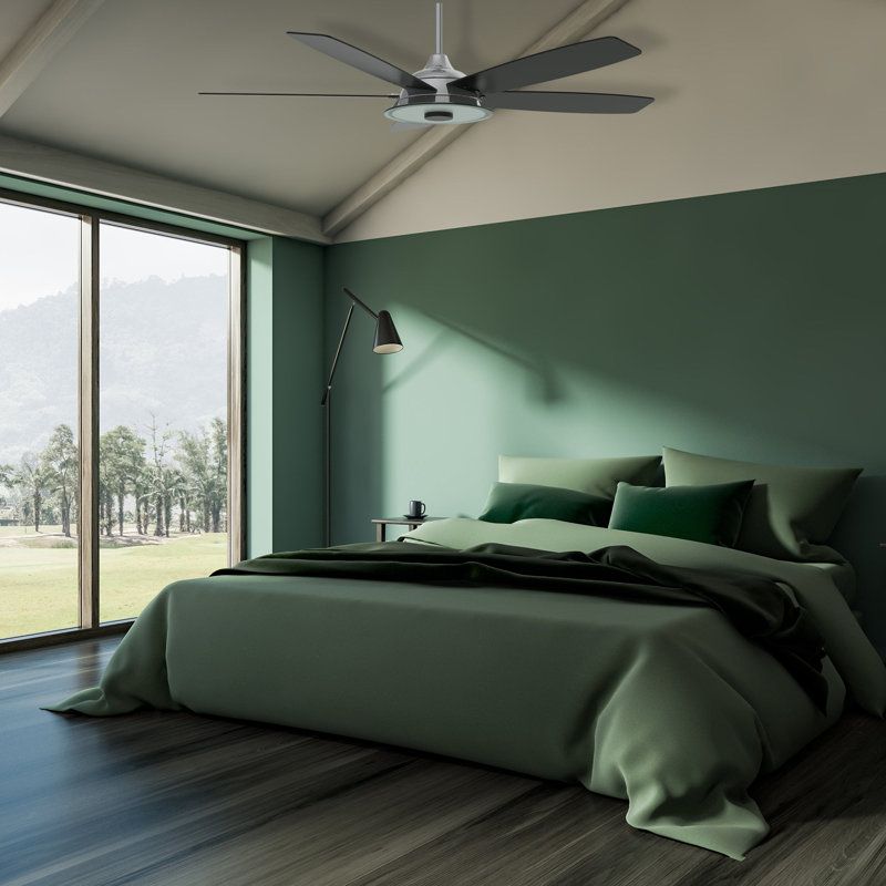 Ventilateur de plafond intelligent intérieur / extérieur Journey de 52 pouces, ensemble d'éclairage à DEL à intensité variable et télécommande, fonctionne avec l'assistant Google, Amazon Alexa et les raccourcis Siri.