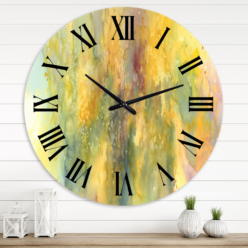 Marbre jaune sel - horloge murale moderne, Médium