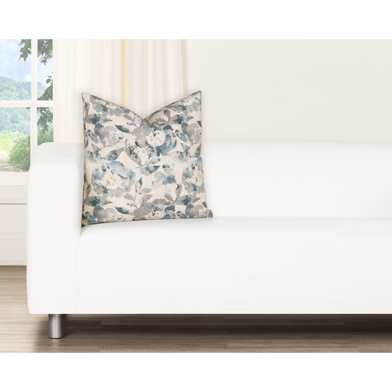 Magnolia Home Fashions Misty Spa Accent Pillow, Blue Floral, Polyester, 18"H x 18"W