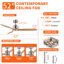 Ventilateur de plafond en bois massif noir mat à 3 pales de 52 po avec lumière DEL, moteur DC et télécommande Farmhouse-503138001-503138003-503138000